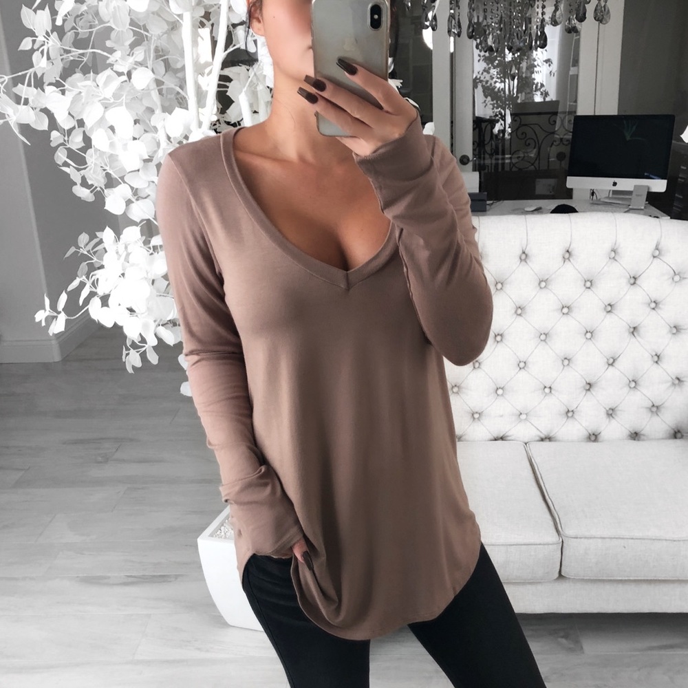 Ekattire Taupe Long Sleeve Top